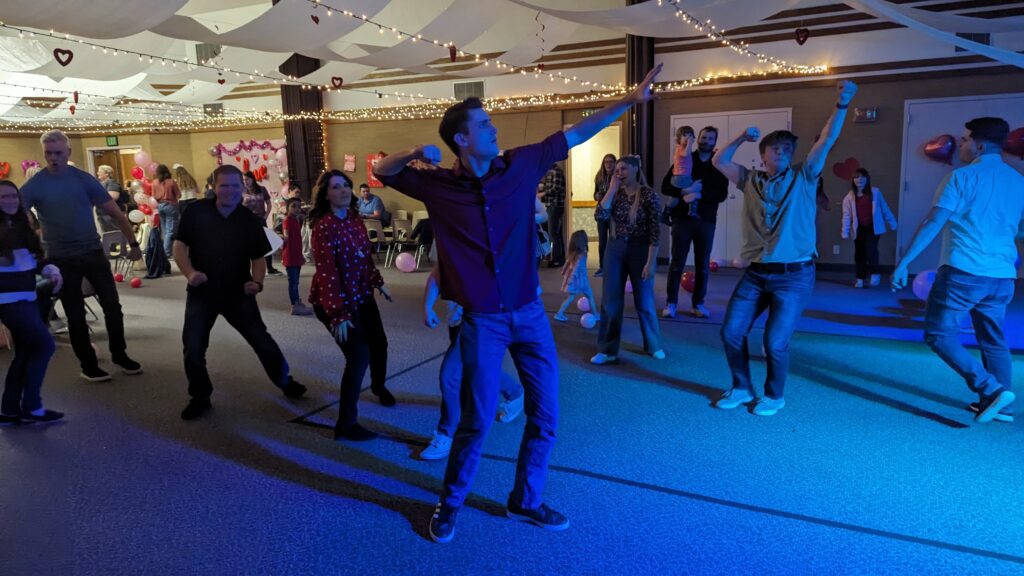 Music and lighting make people excited to dance!